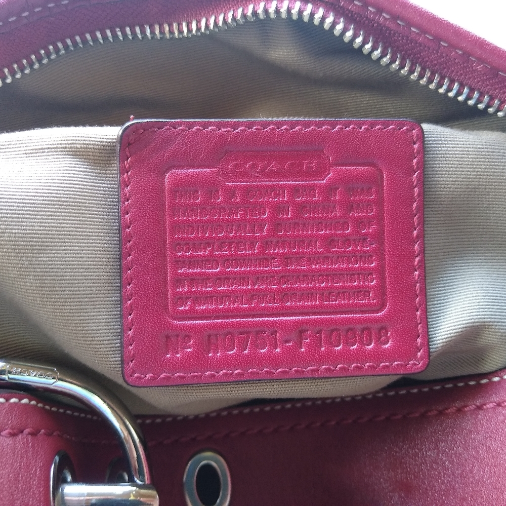 Red leather tan interior Coach hobo purse